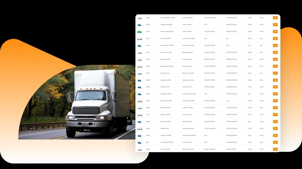 Box truck on the road beside the Box Trucks Loadboard list of available loads
